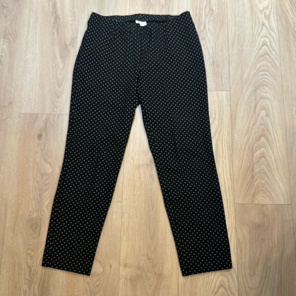 J.‎ Jill Ponte Slim Leg Pants Womens Medium Black Dot Pull On High Rise Stretch